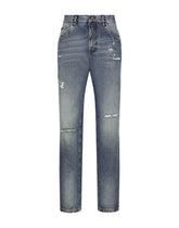 Classic blue denim jeans with abrasions - | Dolce & Gabbana