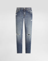 Classic cotton jeans with tag - | Dolce & Gabbana