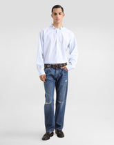 Classic cotton jeans with tag - | Dolce & Gabbana