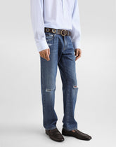 Classic cotton jeans with tag - | Dolce & Gabbana