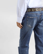 Classic cotton jeans with tag - | Dolce & Gabbana