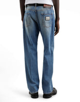 Classic cotton jeans with tag - | Dolce & Gabbana