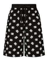 Jogging shorts with DG Monogram print - | Dolce & Gabbana