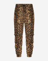 Jogging pants with leopard-print Crespo and tag - | Dolce & Gabbana