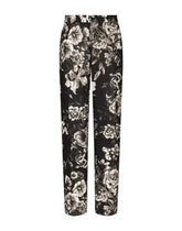 Classic linen pants with floral print - | Dolce & Gabbana