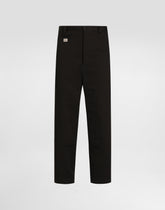Cotton cargo pants with tag - | Dolce & Gabbana