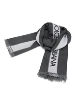 Modal/wool scarf with jacquard logo - | Dolce & Gabbana