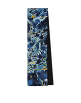 Silk scarf with blue marbled print - | Dolce & Gabbana