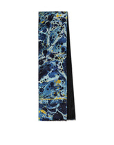 Silk scarf with blue marbled print - | Dolce & Gabbana