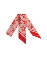Coral-print silk scarf with pink background - | Dolce & Gabbana