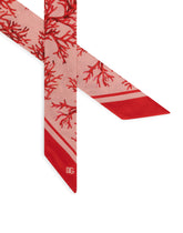 Coral-print silk scarf with pink background - | Dolce & Gabbana