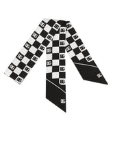 Damier-print silk scarf with DG logo - | Dolce & Gabbana