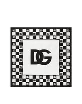 Damier-print silk headscarf with DG logo - | Dolce & Gabbana