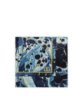 Silk pocket square with blue marbled print - | Dolce & Gabbana