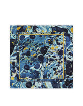 Silk pocket square with blue marbled print - | Dolce & Gabbana