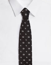 Silk jacquard blade tie with crown and logo (6 cm) - | Dolce & Gabbana