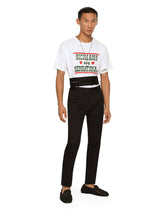 Tailored stretch cotton pants with double belt - | Dolce & Gabbana