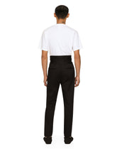 Tailored stretch cotton pants with double belt - | Dolce & Gabbana