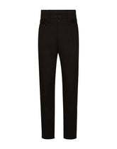 Tailored stretch cotton pants with double belt - | Dolce & Gabbana