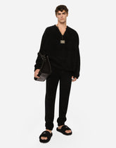 Terrycloth jogging pants with tag - | Dolce & Gabbana