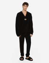 Terrycloth jogging pants with tag - | Dolce & Gabbana