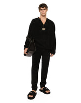 Terrycloth jogging pants with tag - | Dolce & Gabbana