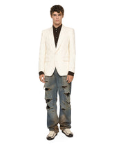 Blue denim straight-leg jeans with rips - | Dolce & Gabbana