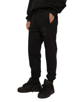 Jogging pants with rhinestone-detailed DG patch - | Dolce & Gabbana