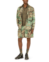 Nylon cargo shorts with camouflage print - | Dolce & Gabbana