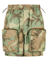 Nylon cargo shorts with camouflage print - | Dolce & Gabbana