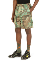 Nylon cargo shorts with camouflage print - | Dolce & Gabbana