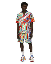 Crochet jogging shorts with carretto print - | Dolce & Gabbana