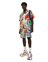 Crochet jogging shorts with carretto print - | Dolce & Gabbana
