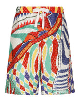 Crochet jogging shorts with carretto print - | Dolce & Gabbana
