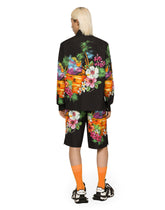 Cotton jogging shorts with Hawaiian print - | Dolce & Gabbana