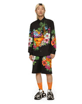 Cotton jogging shorts with Hawaiian print - | Dolce & Gabbana