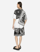 Silk twill jogging shorts with bandanna print - | Dolce & Gabbana