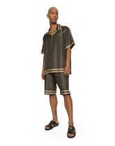 Silk twill jogging shorts with DG logo print - | Dolce & Gabbana