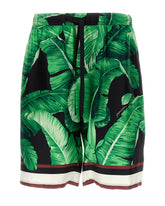 Banana-tree-print silk shorts - | Dolce & Gabbana