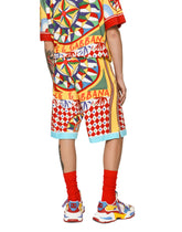 Terry jersey jogging shorts with carretto print - | Dolce & Gabbana