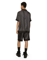 Silk twill jogging shorts with logo print - | Dolce & Gabbana