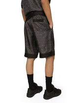 Silk twill jogging shorts with logo print - | Dolce & Gabbana