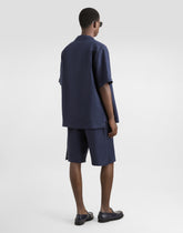 Linen shorts with DG logo embroidery - | Dolce & Gabbana