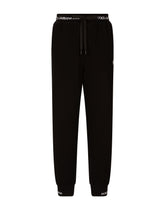 Cotton jogging pants with logo print - | Dolce & Gabbana