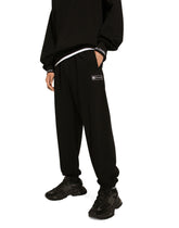 Cotton jogging pants with logo print - | Dolce & Gabbana