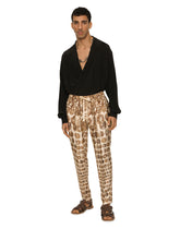 Coin print silk twill jogging pants - | Dolce & Gabbana