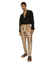 Coin print silk twill jogging pants - | Dolce & Gabbana