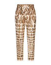Coin print silk twill jogging pants - | Dolce & Gabbana