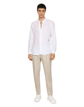 Linen pants with stretch waistband - | Dolce & Gabbana