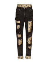 Jeans with coin print silk twill interior - | Dolce & Gabbana